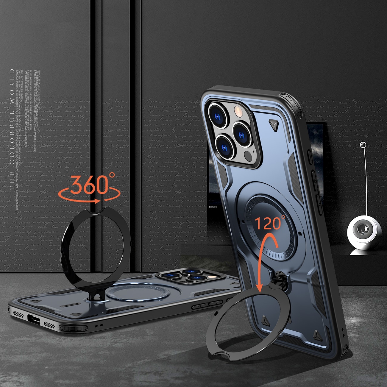 Hybrid Armor Trendy-etui med MagSafe til iPhone 16 Pro - Blå