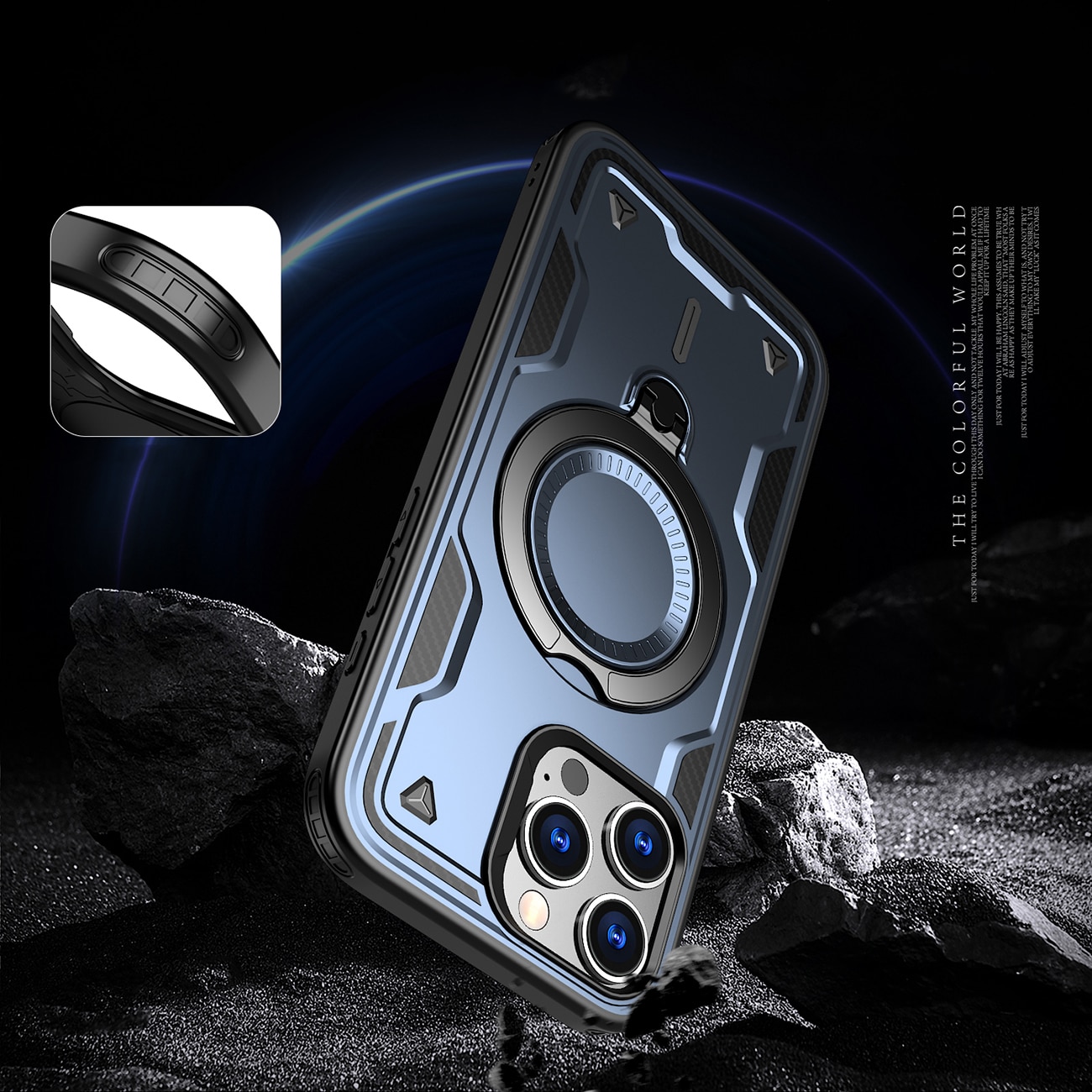Hybrid Armor Trendy-etui med MagSafe til iPhone 16 Pro - Blå
