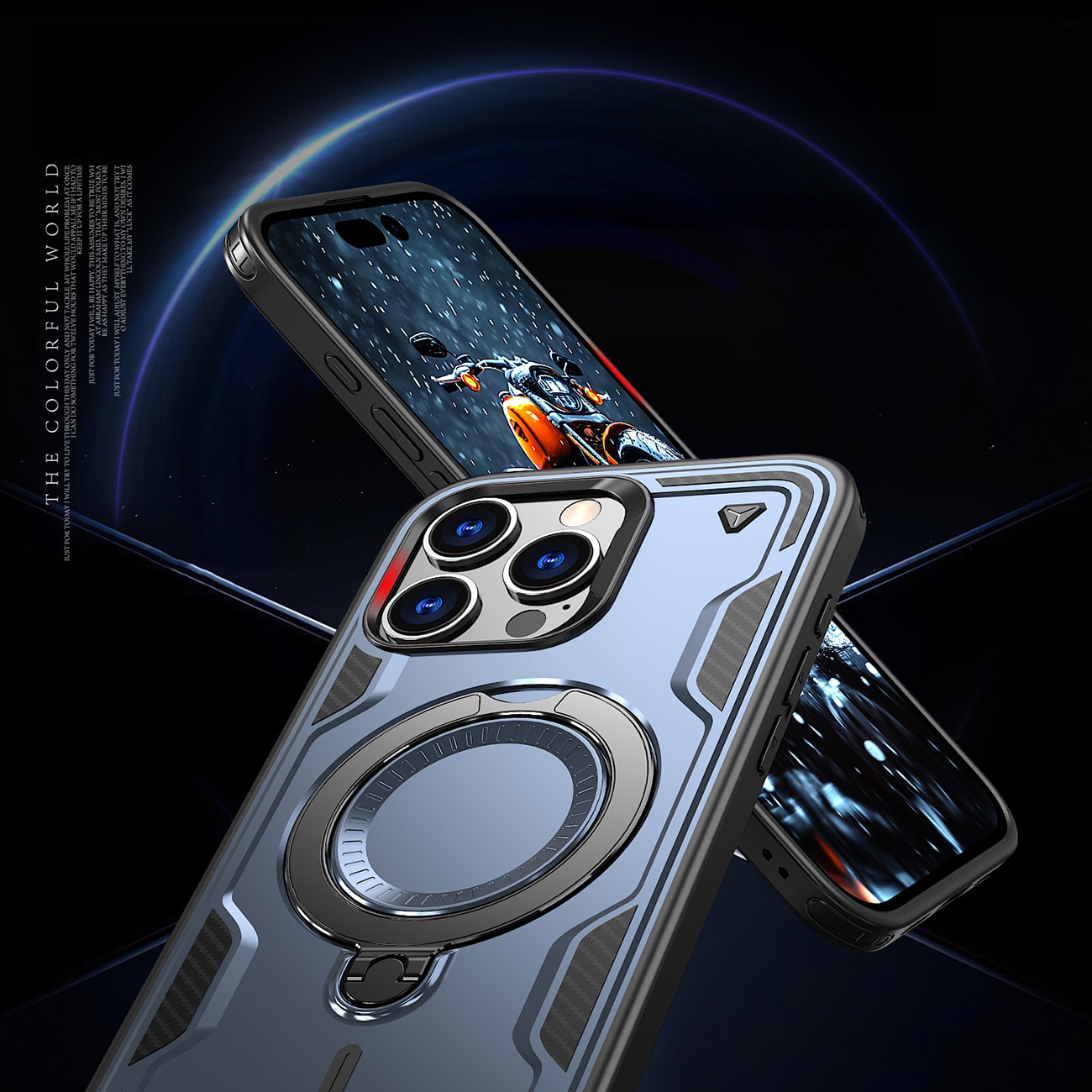 Hybrid Armor Trendy-etui med MagSafe til iPhone 16 Pro - Blå
