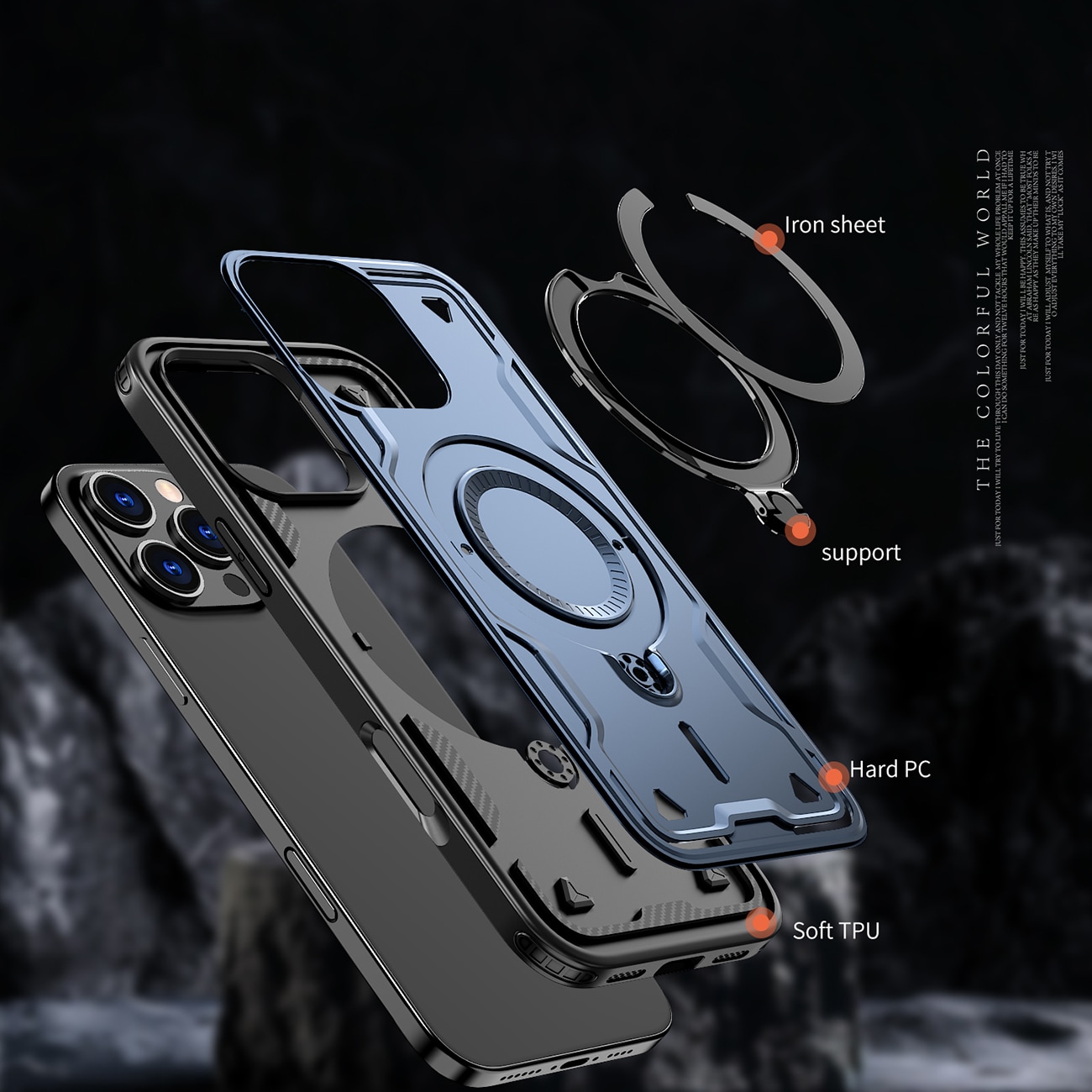Hybrid Armor Trendy-etui med MagSafe til iPhone 16 Pro Max - Blå