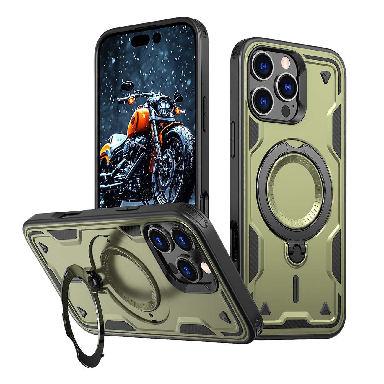Hybrid Armor Trendy-etui med MagSafe til iPhone 16 Pro Max - Grøn