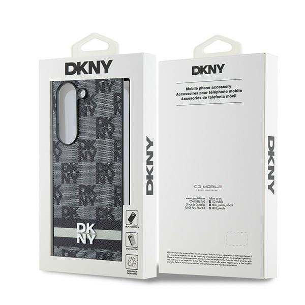 DKNY Checkered Pattern Printed Stripes etui til Samsung Galaxy Z Fold 6 - sort