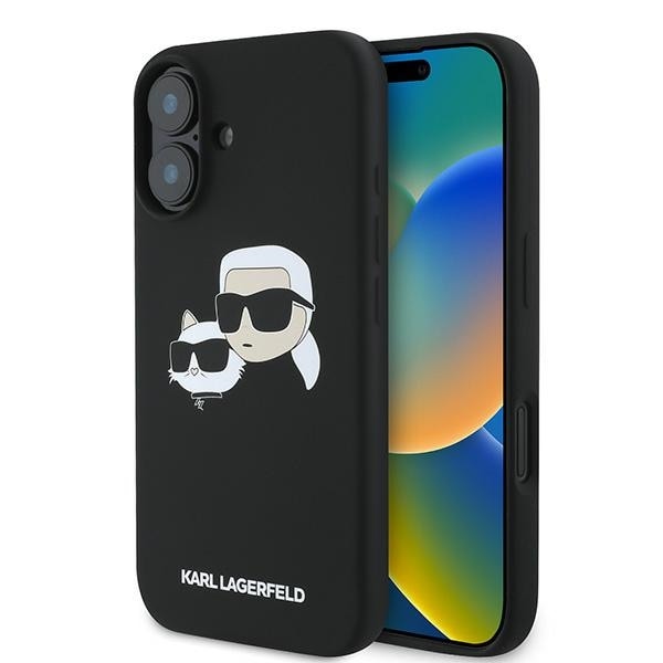 Karl Lagerfeld silikoneetui Nauble Heads Print MagSafe til iPhone 16 Plus - Sort