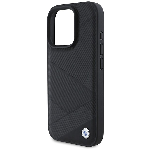 BMW Signature Leather Crossing Lines Pattern iPhone 16 Pro-etui - Sort