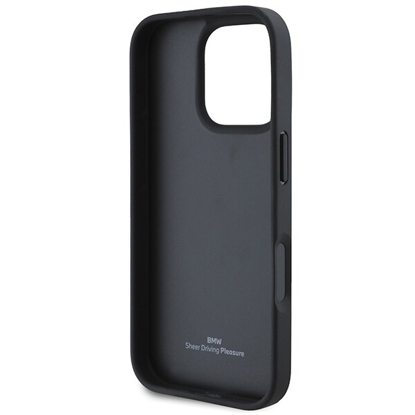 BMW Signature Leather Crossing Lines Pattern iPhone 16 Pro-etui - Sort