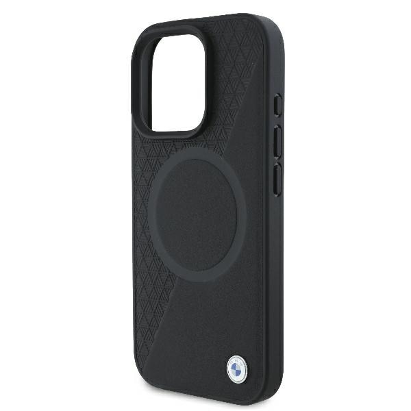 BMW Signature Leather Half Textured & Circle MagSafe-etui til iPhone 16 Pro - sort