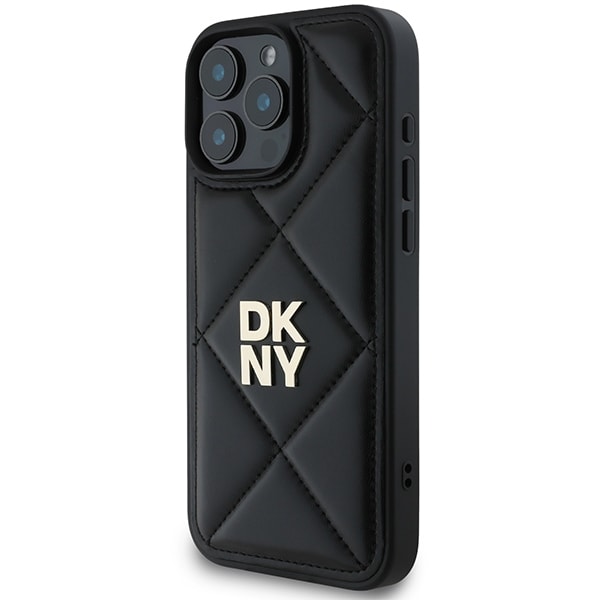 DKNY Quilted Stack Logo iPhone 16 Pro taske - sort