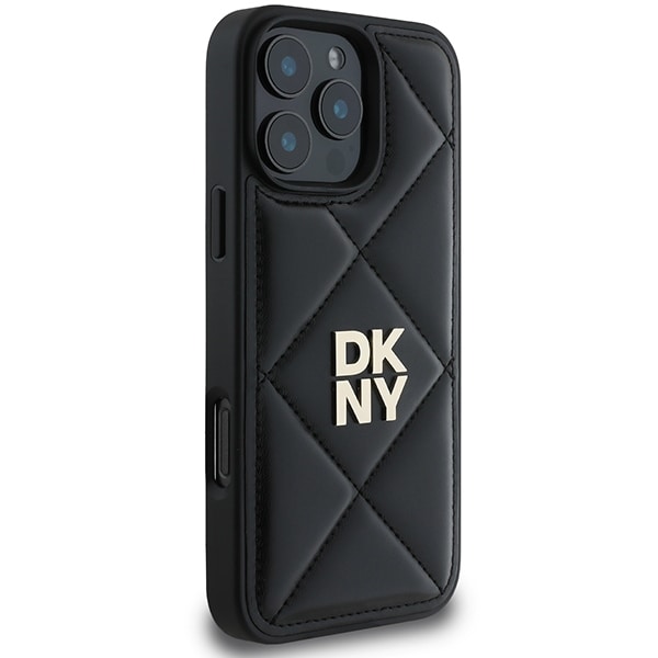 DKNY Quilted Stack Logo iPhone 16 Pro taske - sort