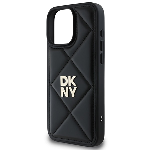 DKNY Quilted Stack Logo iPhone 16 Pro taske - sort