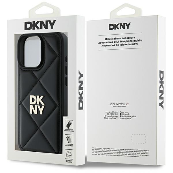 DKNY Quilted Stack Logo iPhone 16 Pro taske - sort