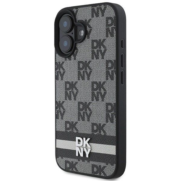DKNY Ternet mønster & trykte striber iPhone 16 Etui - Sort