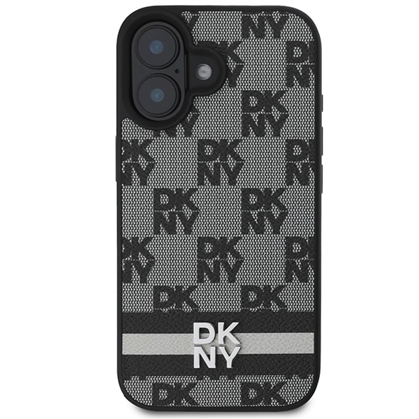 DKNY Ternet mønster & trykte striber iPhone 16 Etui - Sort