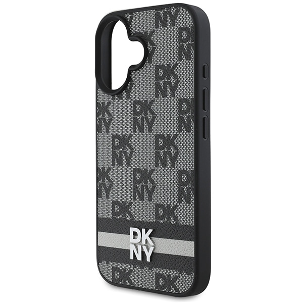 DKNY Ternet mønster & trykte striber iPhone 16 Etui - Sort