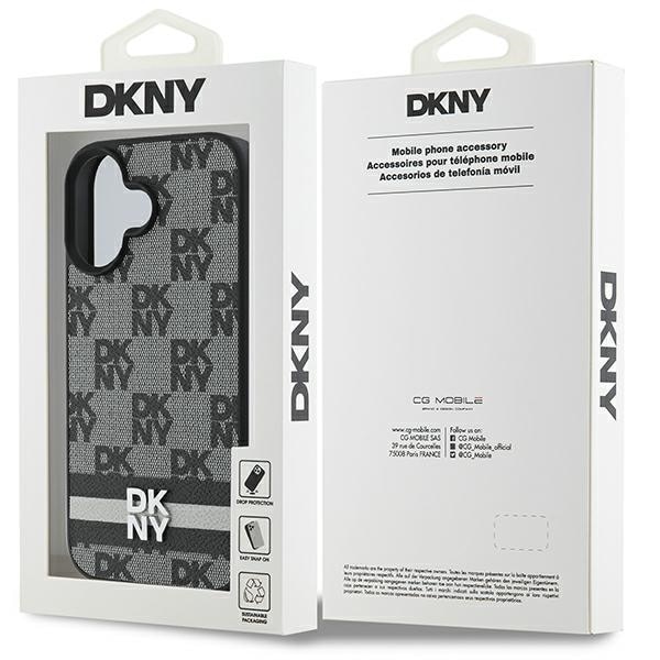 DKNY Ternet mønster & trykte striber iPhone 16 Etui - Sort