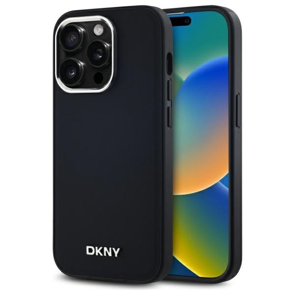 DKNY MagSafe iPhone 14 Pro-etui med almindeligt logo - sort