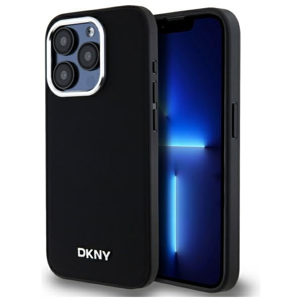DKNY MagSafe iPhone 15 Pro-etui med almindeligt logo - sort