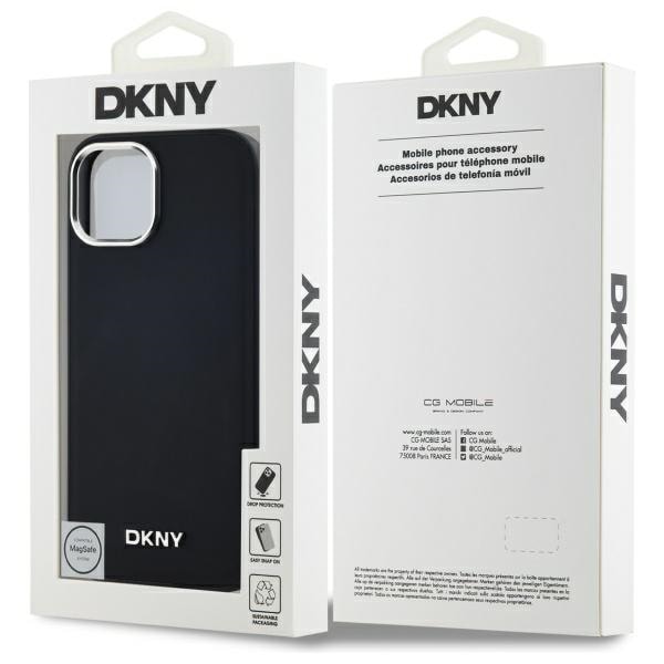 DKNY Plain Logo MagSafe iPhone 15 Plus-etui - Sort