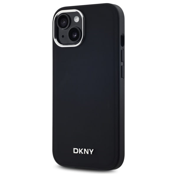 DKNY MagSafe iPhone 15-etui med almindeligt logo - sort