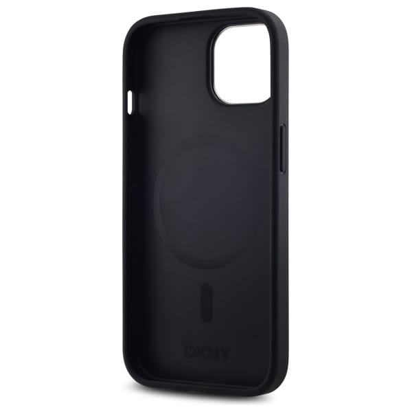 DKNY MagSafe iPhone 15-etui med almindeligt logo - sort