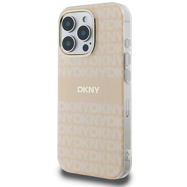 DKNY Repeat Texture Pattern & Stripe MagSafe iPhone 16 Pro-etui - Pink