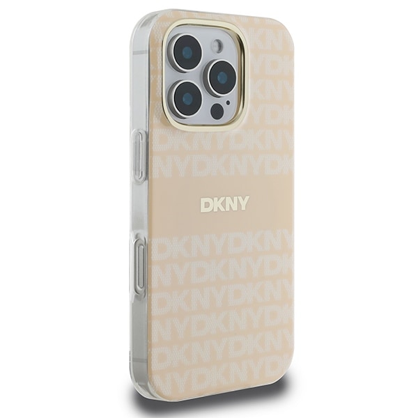 DKNY Repeat Texture Pattern & Stripe MagSafe iPhone 16 Pro-etui - Pink