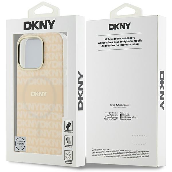 DKNY Repeat Texture Pattern & Stripe MagSafe iPhone 16 Pro-etui - Pink