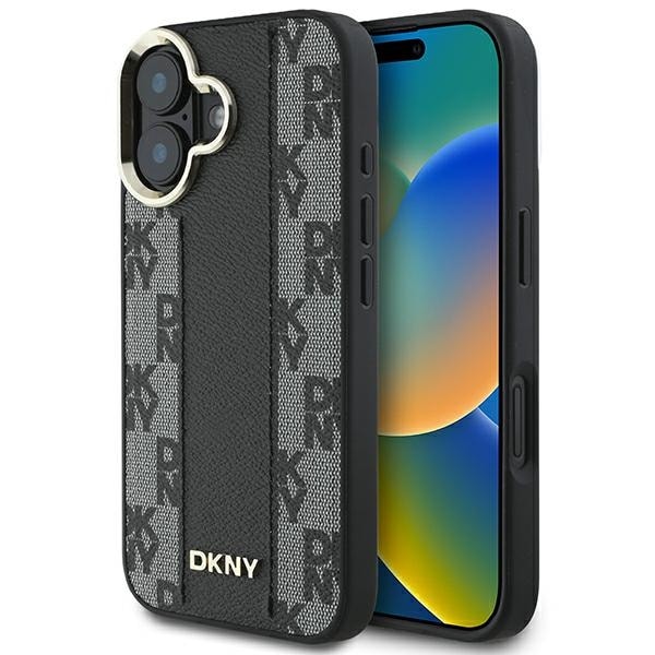 DKNY ternet mønster Magsafe iPhone 16 etui - sort