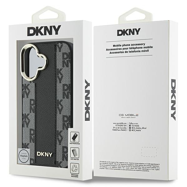 DKNY ternet mønster Magsafe iPhone 16 etui - sort