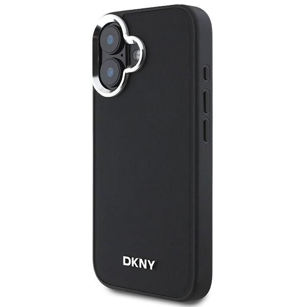 DKNY Plain Silver Logo MagSafe iPhone 16 Etui - Sort