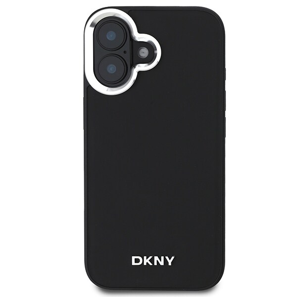 DKNY Plain Silver Logo MagSafe iPhone 16 Etui - Sort