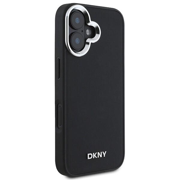DKNY Plain Silver Logo MagSafe iPhone 16 Etui - Sort