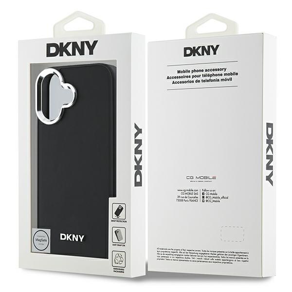 DKNY Plain Silver Logo MagSafe iPhone 16 Etui - Sort