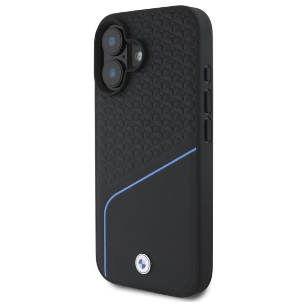 BMW Sign Leather Textured And Line MagSafe iPhone 16 Etui - Sort