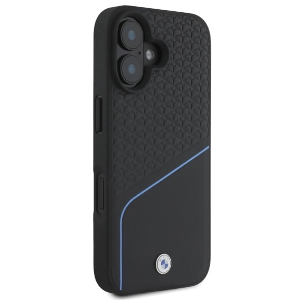 BMW Sign Leather Textured And Line MagSafe iPhone 16 Etui - Sort