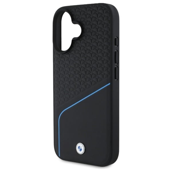 BMW Sign Leather Textured And Line MagSafe iPhone 16 Etui - Sort