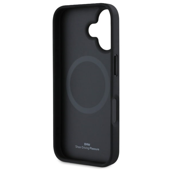 BMW Sign Leather Textured And Line MagSafe iPhone 16 Etui - Sort