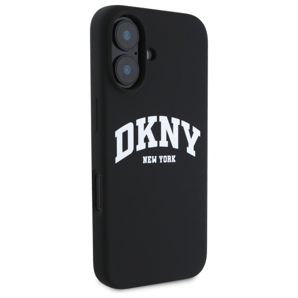 DKNY Silicone White Printed Logo MagSafe iPhone 16 Etui - Sort