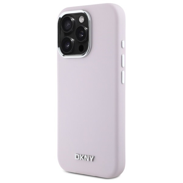 DKNY Liquid Silicone Small Metal Logo MagSafe iPhone 16 Pro Max-etui - Pink