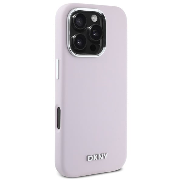 DKNY Liquid Silicone Small Metal Logo MagSafe iPhone 16 Pro Max-etui - Pink