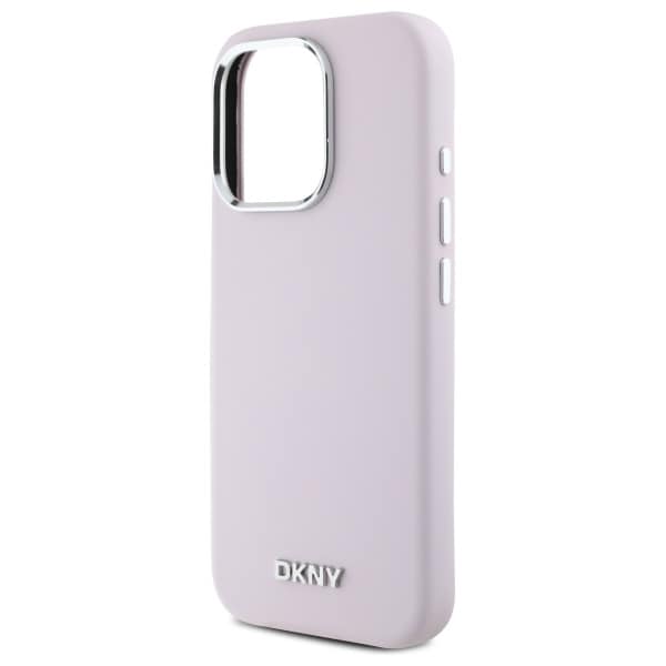 DKNY Liquid Silicone Small Metal Logo MagSafe iPhone 16 Pro Max-etui - Pink