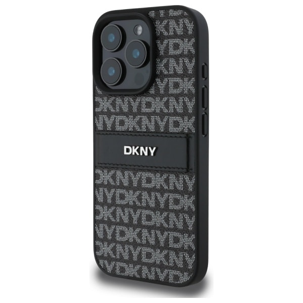 DKNY Texture Pattern Tonal Stripe iPhone 16 Pro-etui - Sort