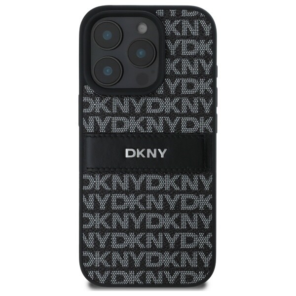 DKNY Texture Pattern Tonal Stripe iPhone 16 Pro-etui - Sort
