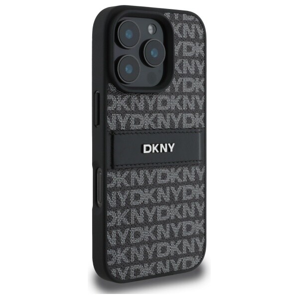 DKNY Texture Pattern Tonal Stripe iPhone 16 Pro-etui - Sort
