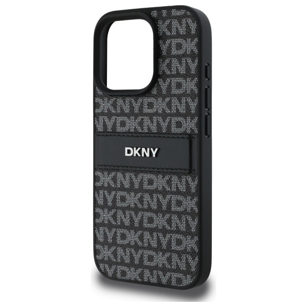 DKNY Texture Pattern Tonal Stripe iPhone 16 Pro-etui - Sort