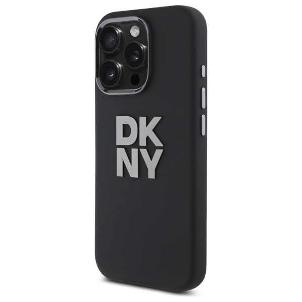DKNY Liquid Silicone Metal Logo iPhone 16 Pro-etui - Sort