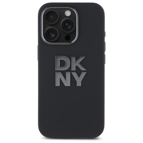 DKNY Liquid Silicone Metal Logo iPhone 16 Pro-etui - Sort
