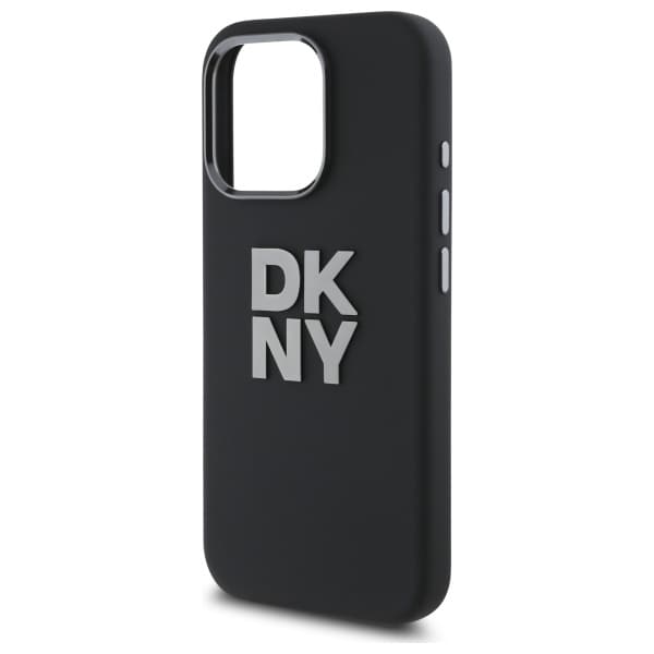 DKNY Liquid Silicone Metal Logo iPhone 16 Pro-etui - Sort