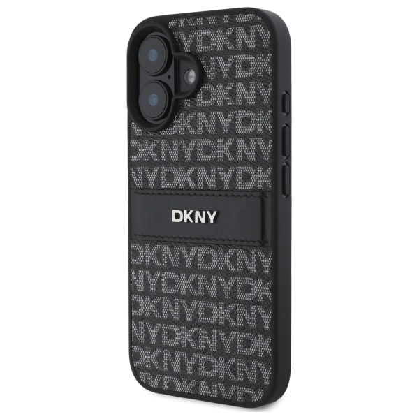 DKNY Texture Pattern Tonal Stripe iPhone 16 Etui - Sort