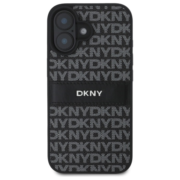 DKNY Texture Pattern Tonal Stripe iPhone 16 Etui - Sort