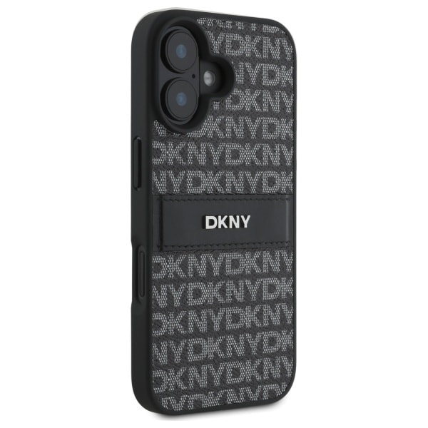 DKNY Texture Pattern Tonal Stripe iPhone 16 Etui - Sort